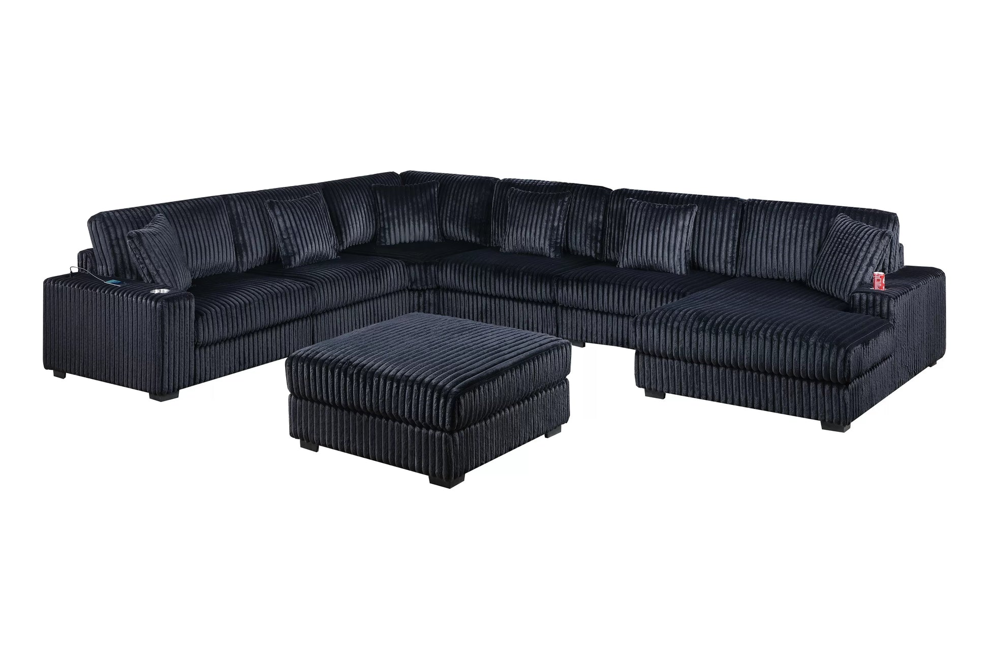 Black 7-Piece Modular Sectional Set — Poundex configuration 194, image 2
