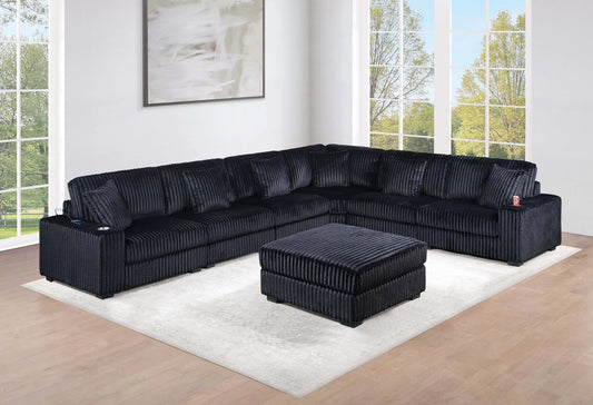 Black 7-Piece Modular Sectional Set — Poundex configuration 195, image 1