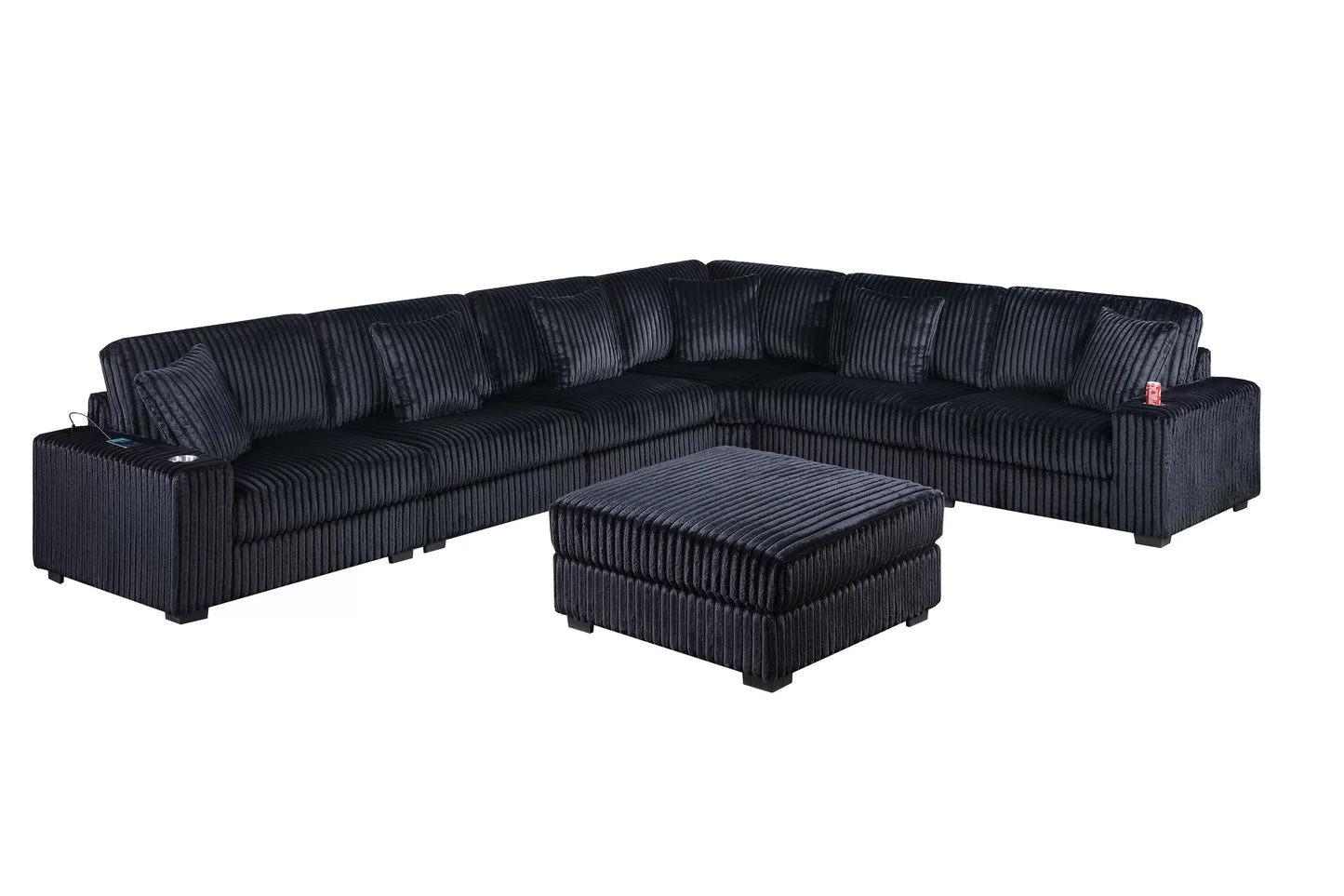 Black 7-Piece Modular Sectional Set — Poundex configuration 195, image 2