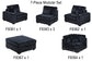 Black 7-Piece Modular Sectional Set — Poundex configuration 195, image 3