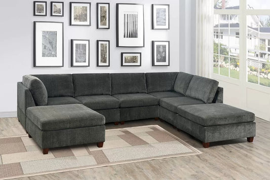 Gray 7-Piece Modular Sectional Set — Poundex configuration 513, image 1