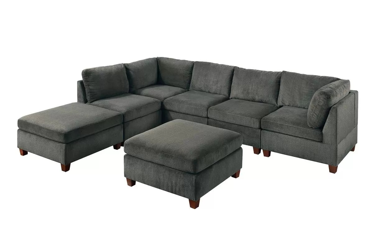 Gray 7-Piece Modular Sectional Set — Poundex configuration 513, image 2