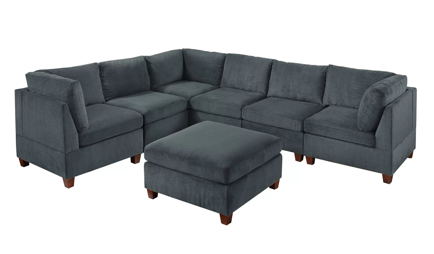 Grey 7-Piece Modular Sectional Set — Poundex configuration 514, image 1