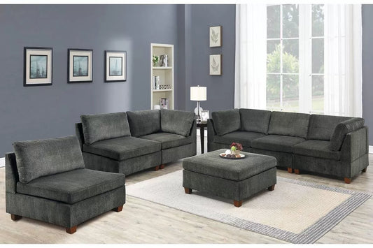 Gray 7-Piece Modular Sectional Set — Poundex configuration 515, image 1