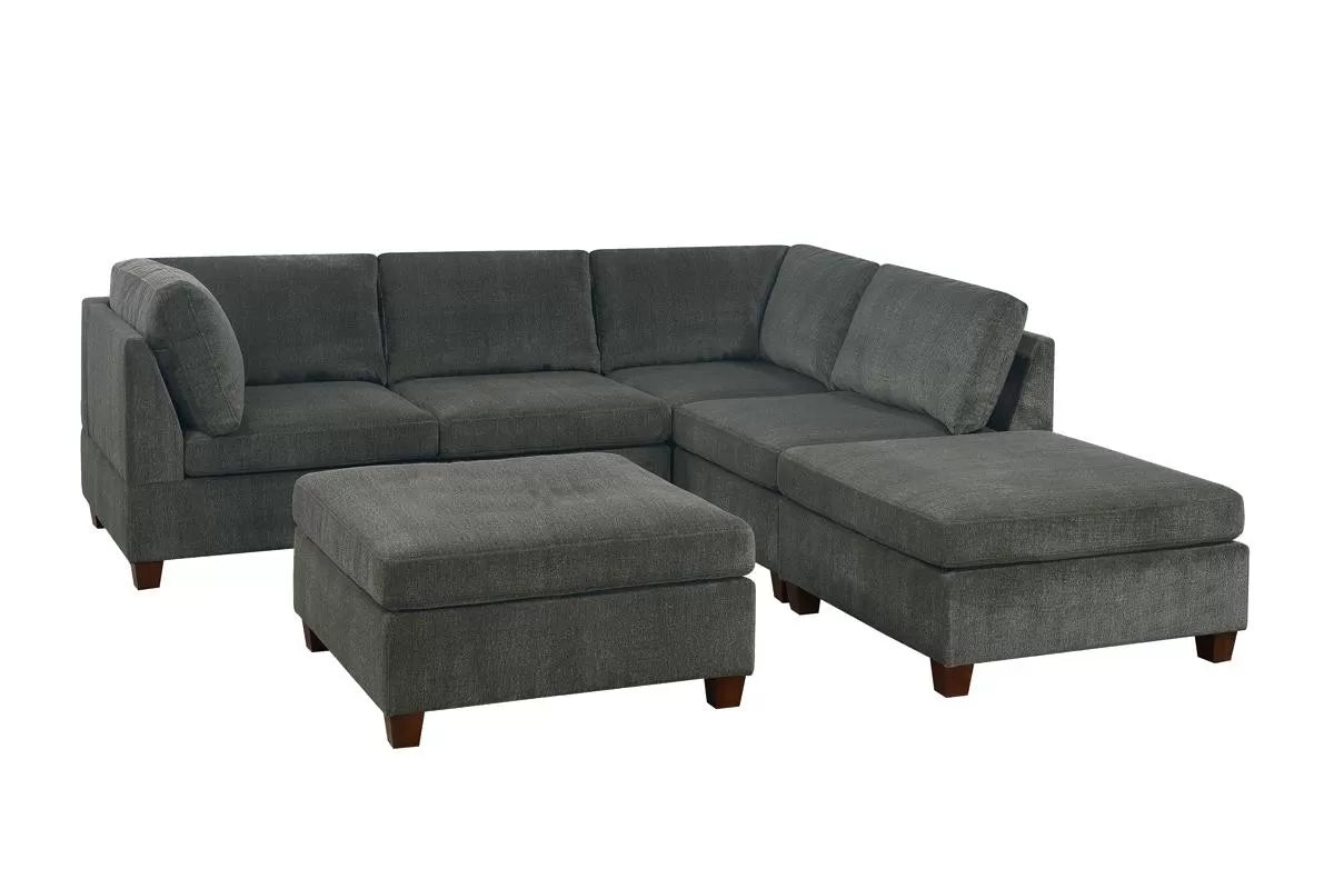 Gray 6-Piece Modular Sectional Set — Poundex configuration 822, image 2