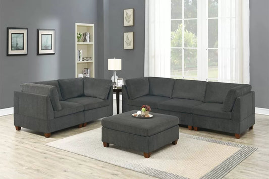 Gray 6-Piece Modular Sectional Set — Poundex configuration 830, image 1