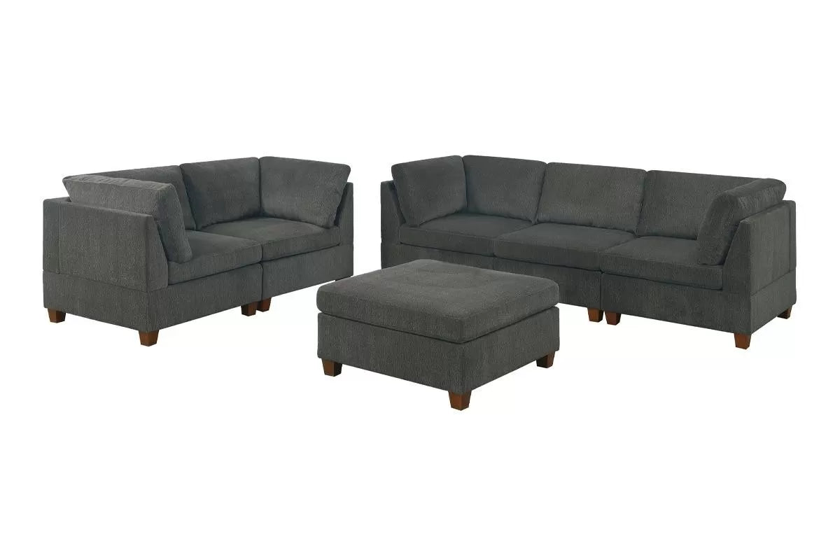 Gray 6-Piece Modular Sectional Set — Poundex configuration 830, image 2