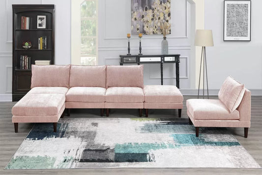 Blush 6-Piece Modular Sectional Set — Poundex configuration 834, image 1