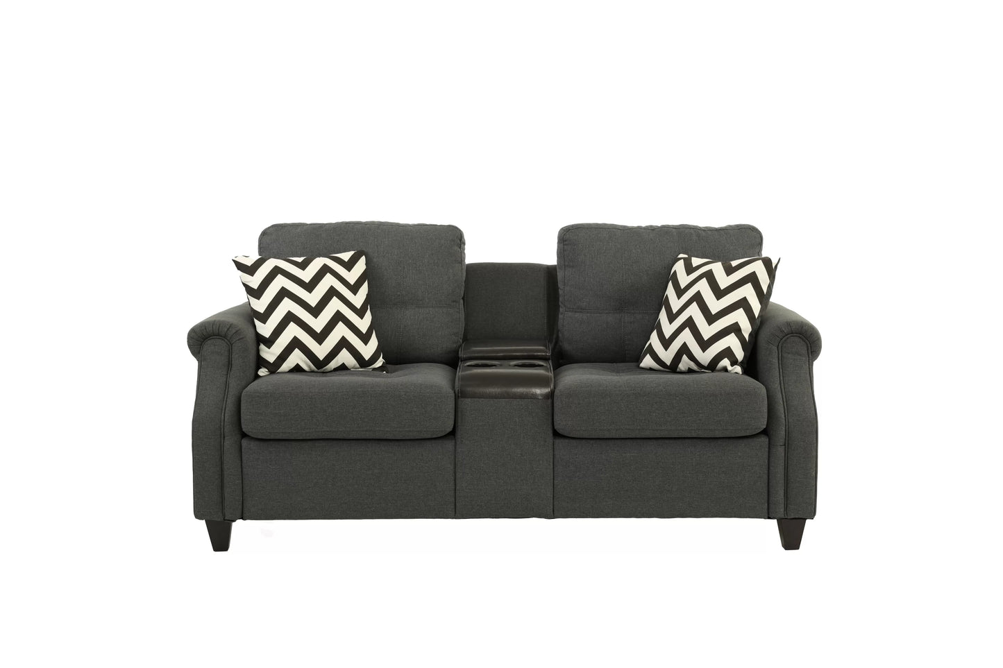 Blue Grey 2-Piece Stationary Sofa & Loveseat Set — Poundex F6411, authentic image 2