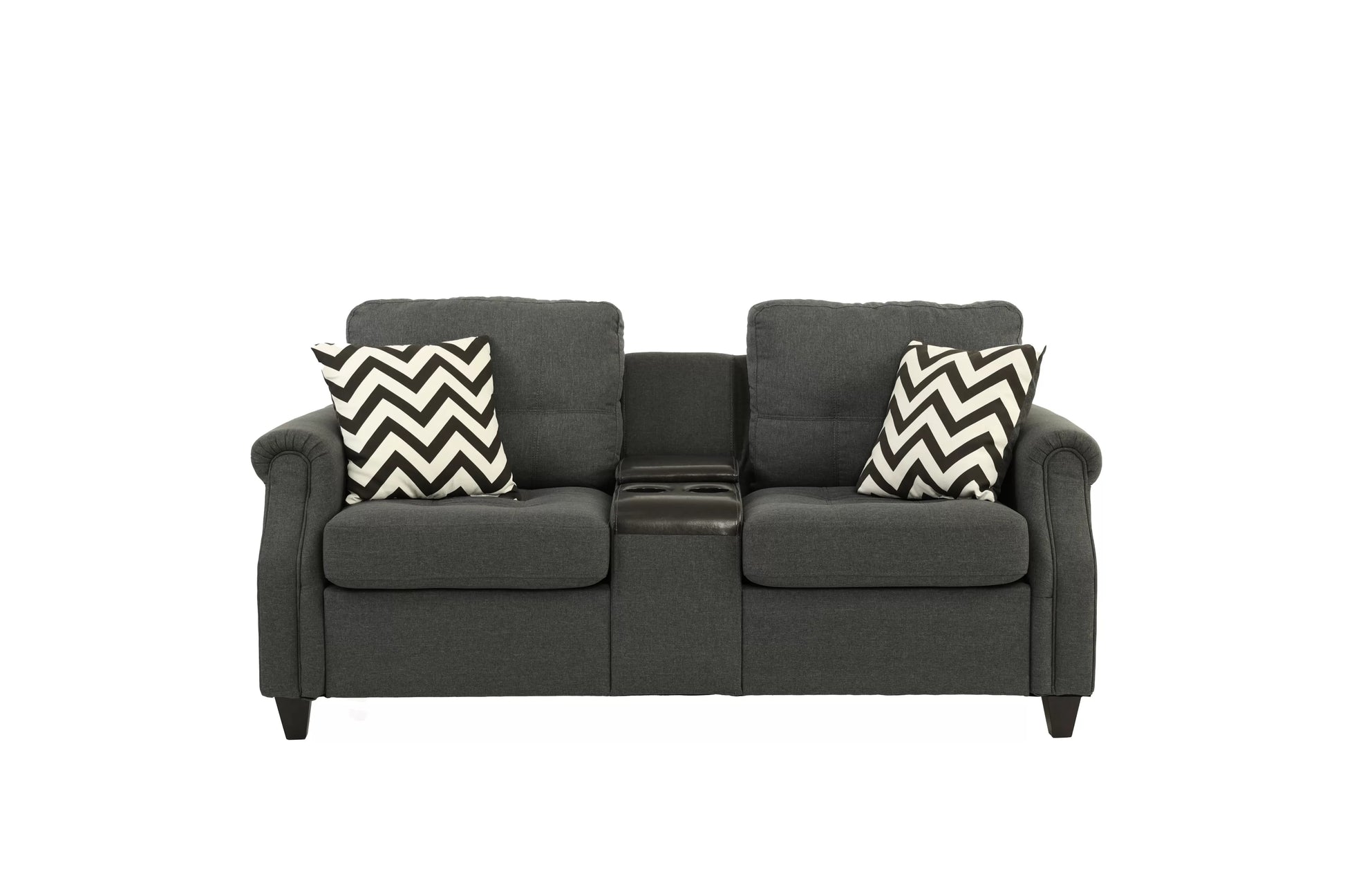Blue Grey 2-Piece Stationary Sofa & Loveseat Set — Poundex F6411, authentic image 2