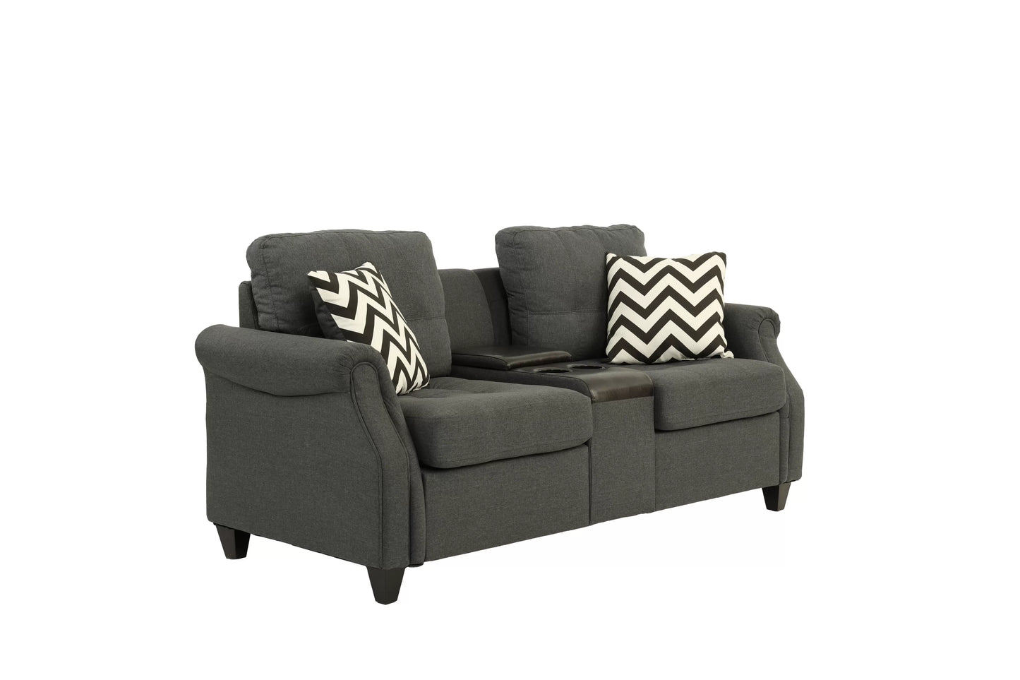 Blue Grey 2-Piece Stationary Sofa & Loveseat Set — Poundex F6411, authentic image 3