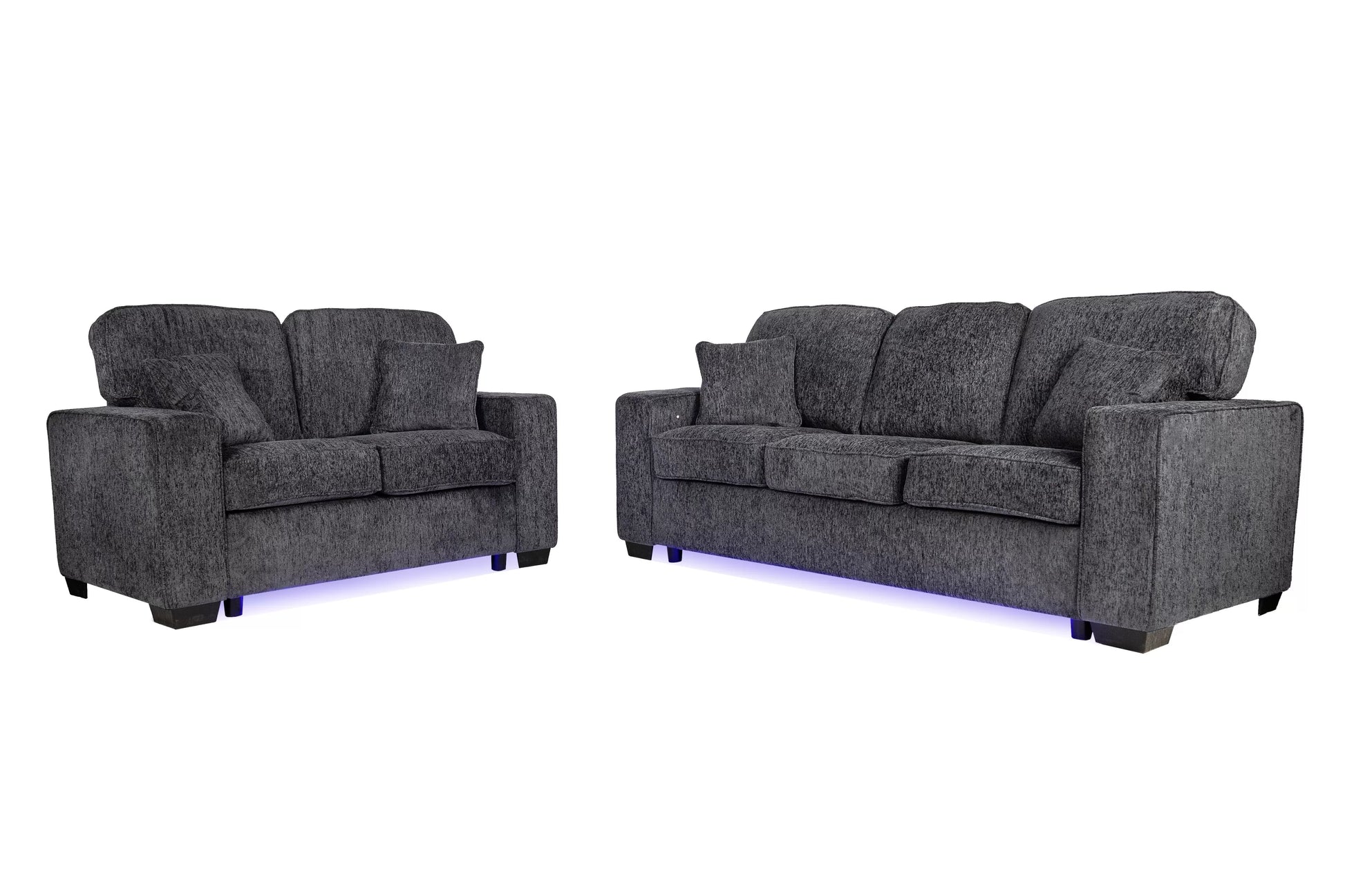 Dark Gray 2-Piece Stationary Sofa & Loveseat Set — Poundex F7496, authentic image 2