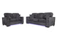 Dark Gray 2-Piece Stationary Sofa & Loveseat Set — Poundex F7496, authentic image 2