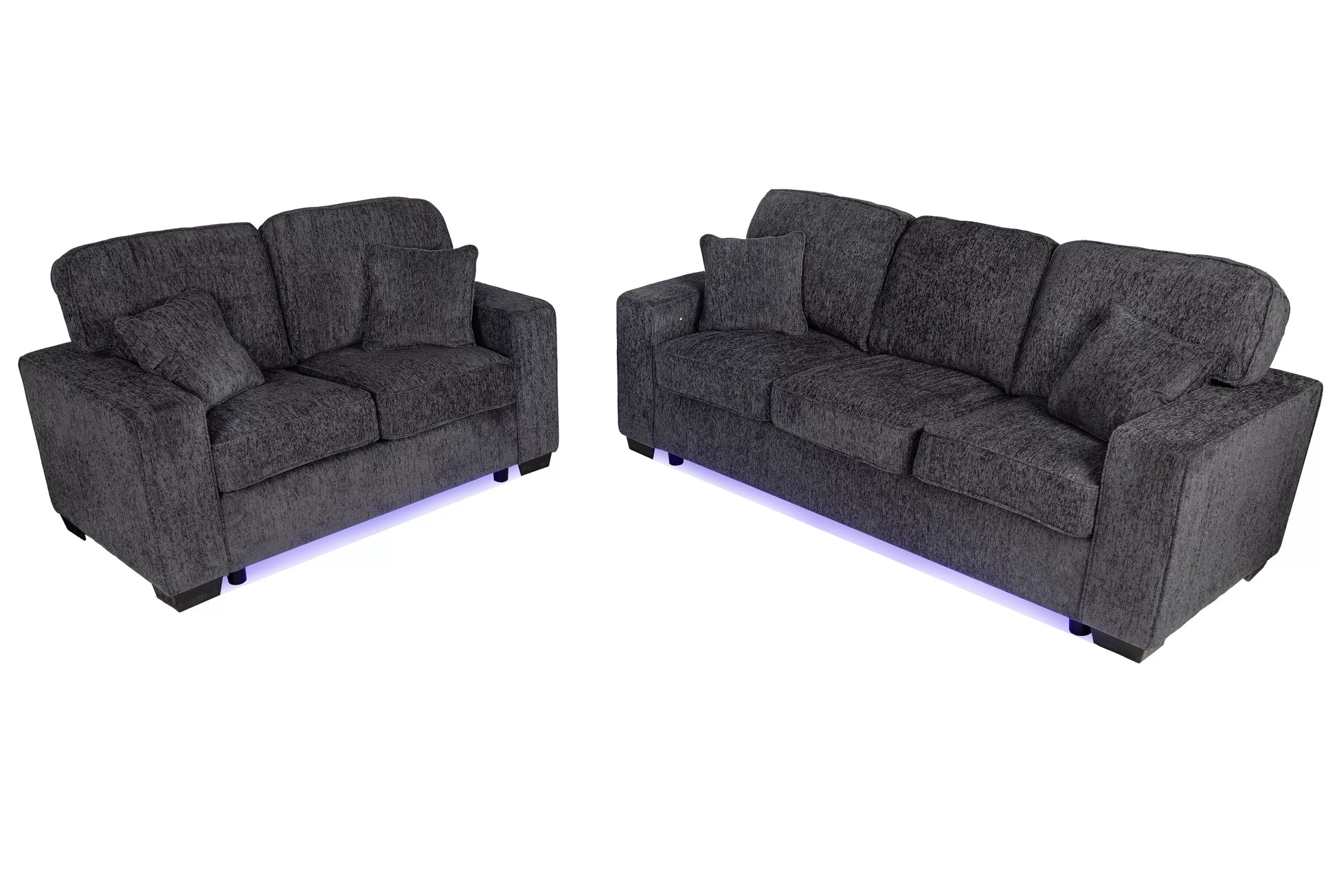 Dark Gray 2-Piece Stationary Sofa & Loveseat Set — Poundex F7496, authentic image 3