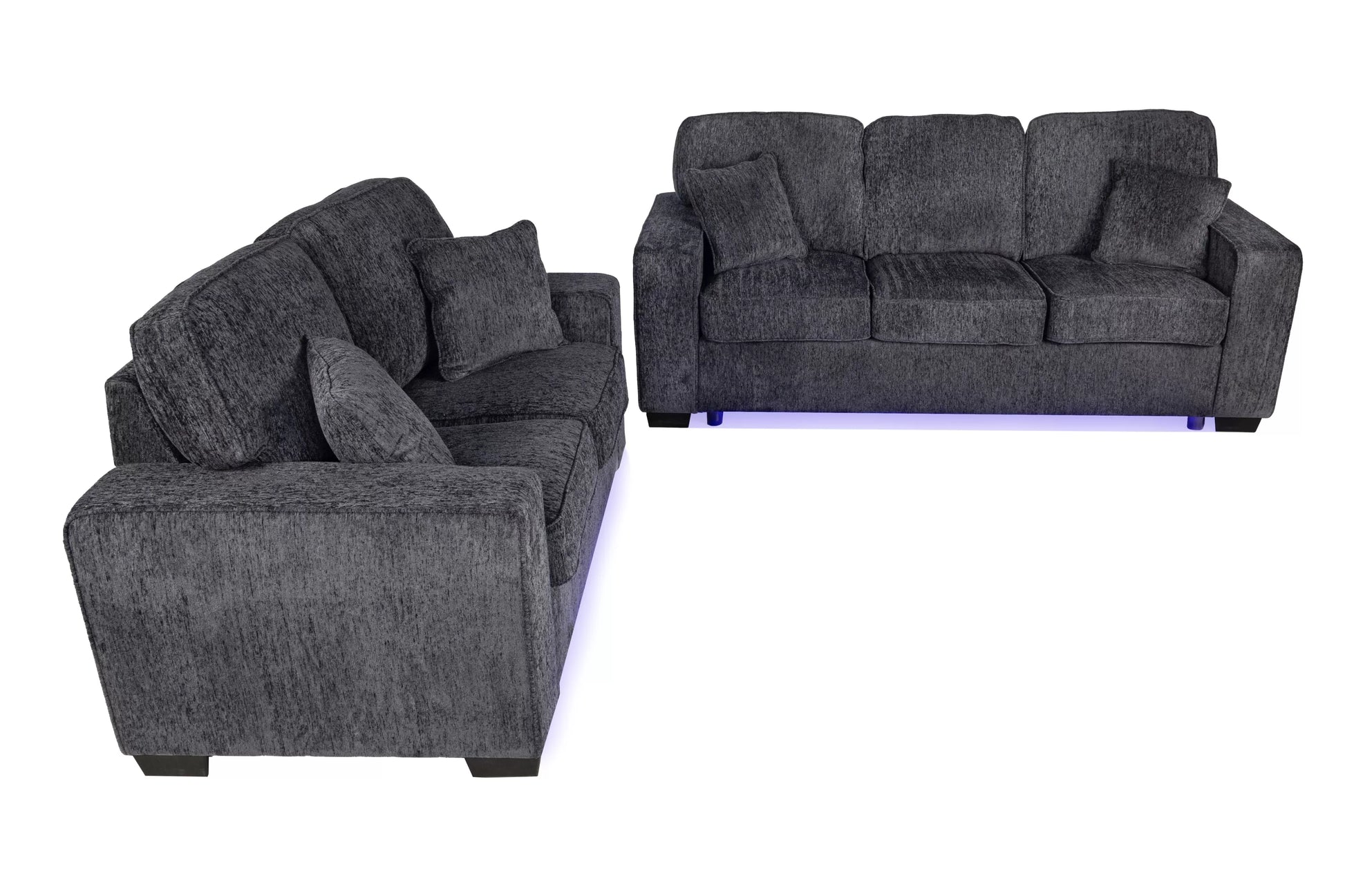 Dark Gray 2-Piece Stationary Sofa & Loveseat Set — Poundex F7496, authentic image 4
