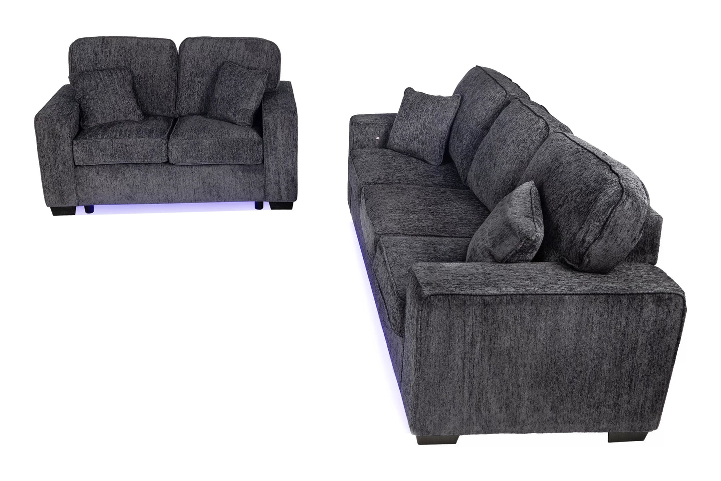 Dark Gray 2-Piece Stationary Sofa & Loveseat Set — Poundex F7496, authentic image 5