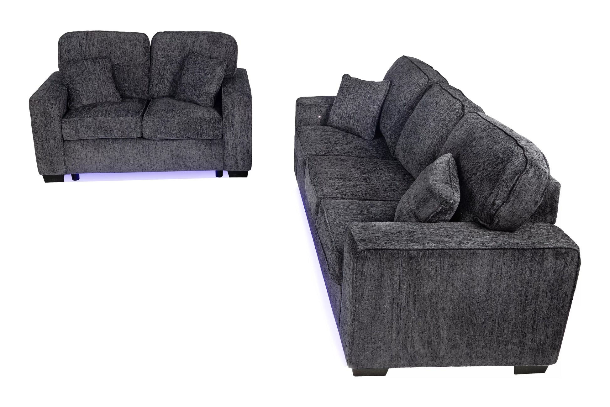 Dark Gray 2-Piece Stationary Sofa & Loveseat Set — Poundex F7496, authentic image 5