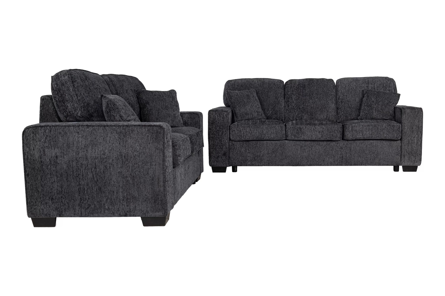 Dark Gray 2-Piece Stationary Sofa & Loveseat Set — Poundex F7496, authentic image 6