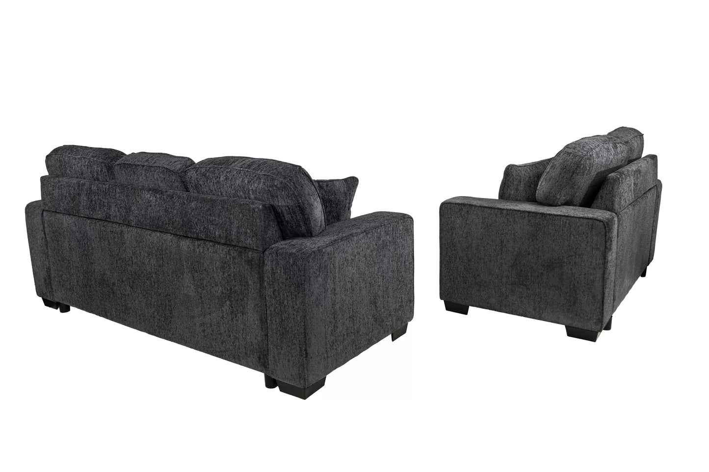 Dark Gray 2-Piece Stationary Sofa & Loveseat Set — Poundex F7496, authentic image 8