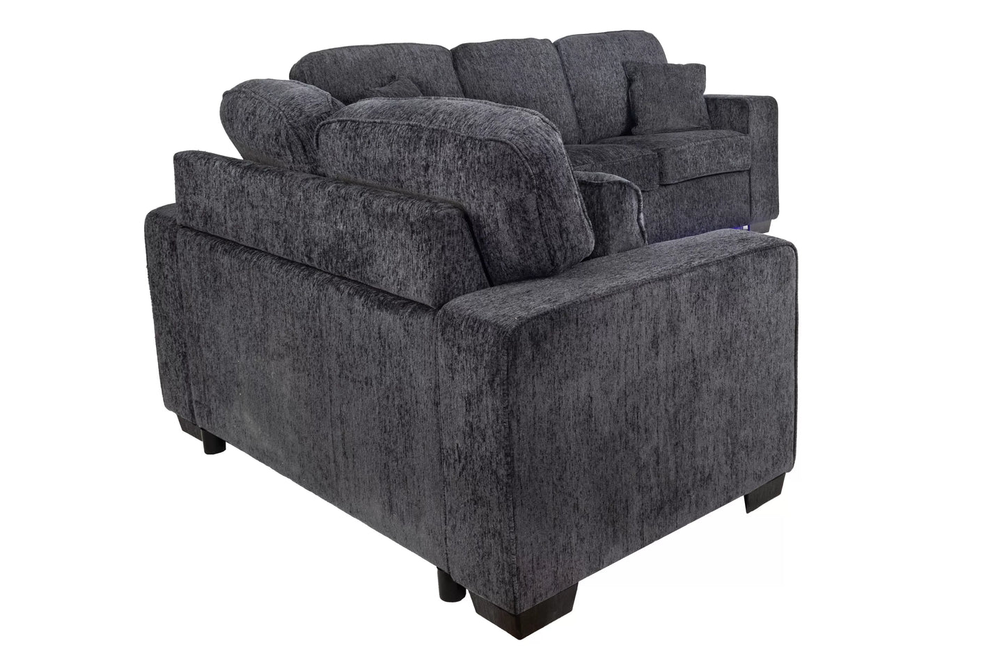 Dark Gray 2-Piece Stationary Sofa & Loveseat Set — Poundex F7496, authentic image 9