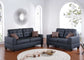 Black 2-Piece Stationary Sofa & Loveseat Set — Poundex F7855, authentic image 1