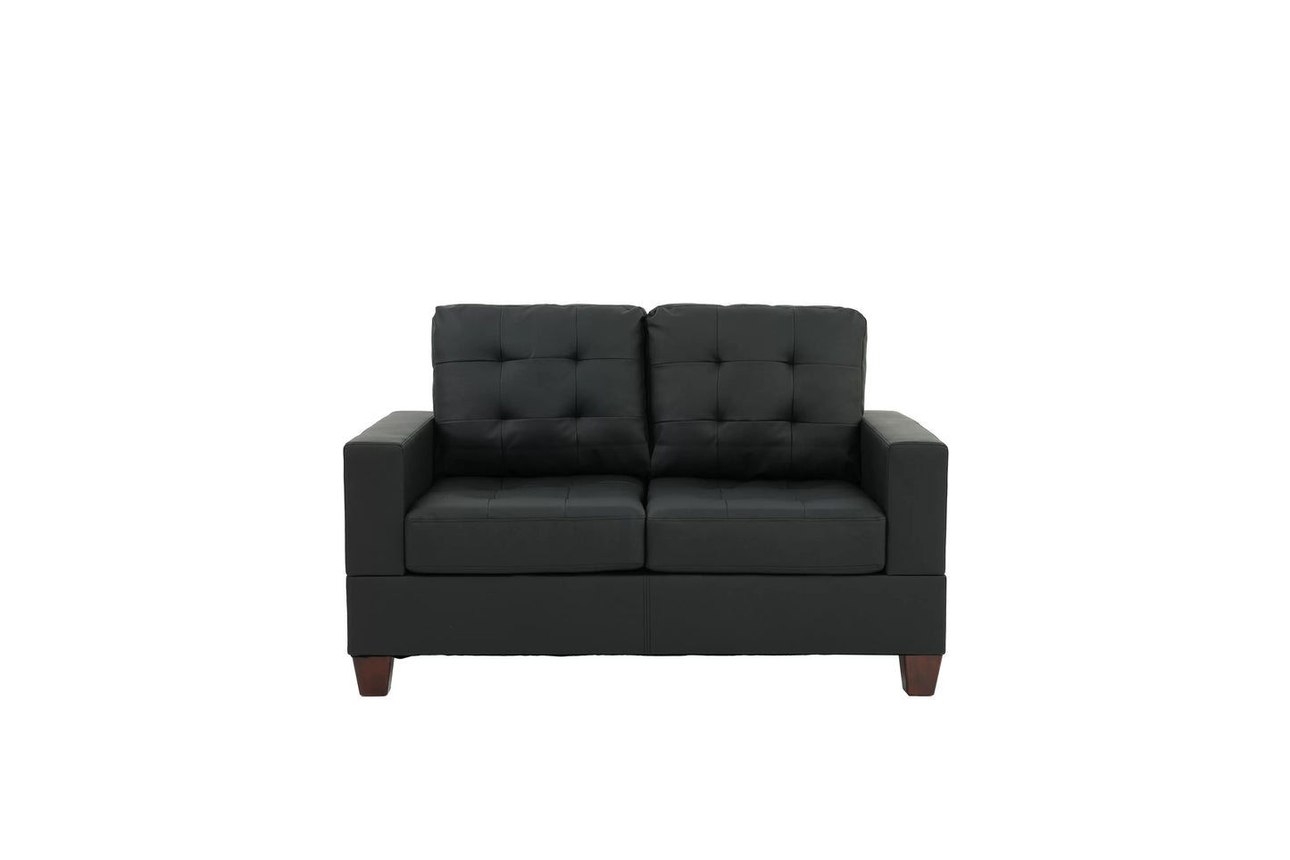 Black 2-Piece Stationary Sofa & Loveseat Set — Poundex F7855, authentic image 2