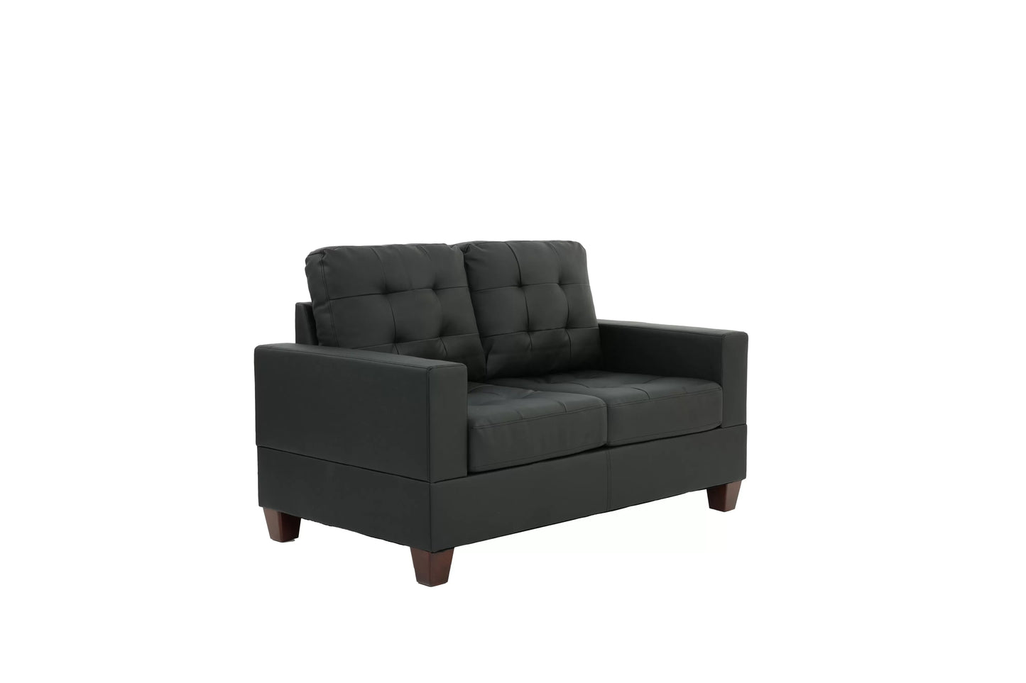 Black 2-Piece Stationary Sofa & Loveseat Set — Poundex F7855, authentic image 3