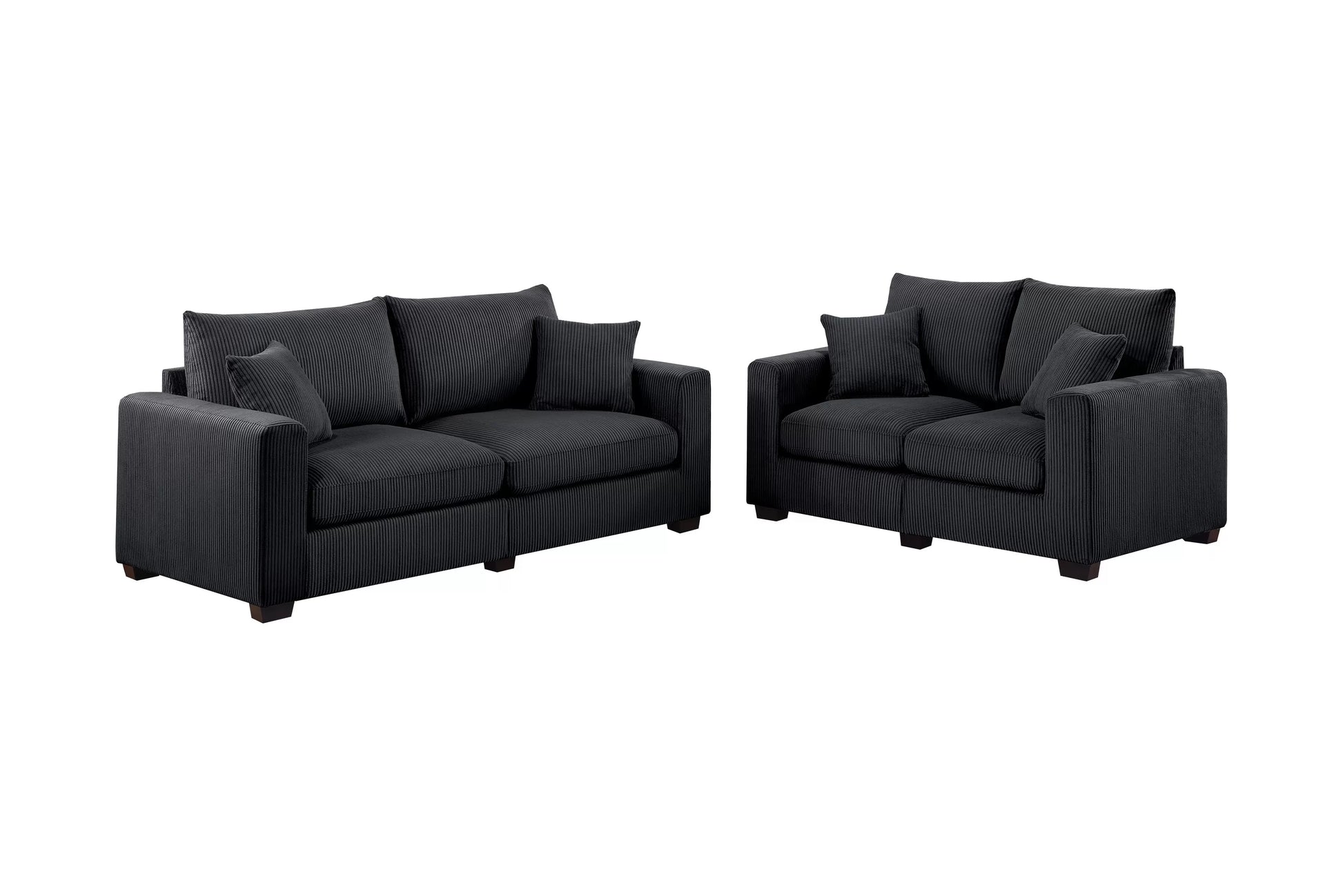 Black 2-Piece Stationary Sofa & Loveseat Set — Poundex F8313, authentic image 2