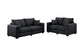 Black 2-Piece Stationary Sofa & Loveseat Set — Poundex F8313, authentic image 2