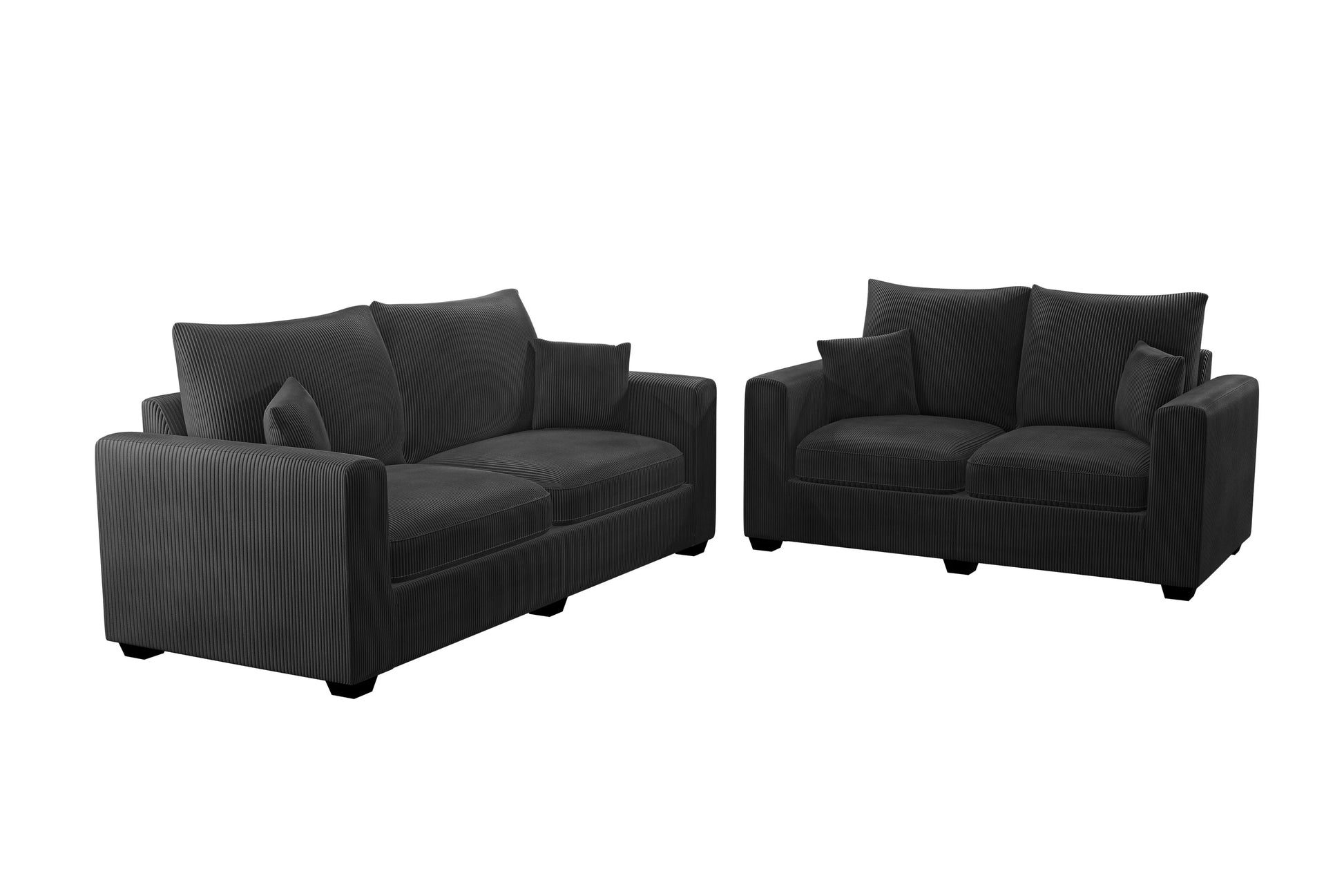 Black 2-Piece Stationary Sofa & Loveseat Set — Poundex F8313, authentic image 4