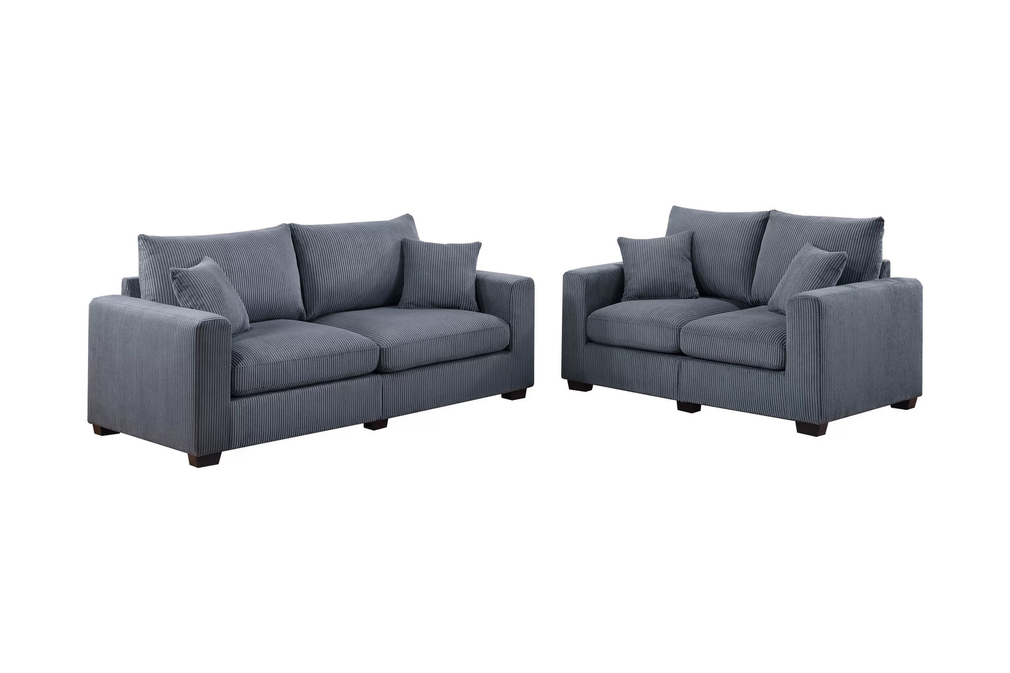Dark Gray 2-Piece Stationary Sofa & Loveseat Set — Poundex F8314, authentic image 2