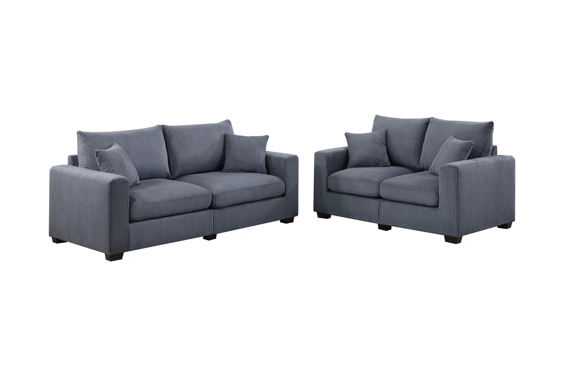 Dark Gray 2-Piece Stationary Sofa & Loveseat Set — Poundex F8314, authentic image 2