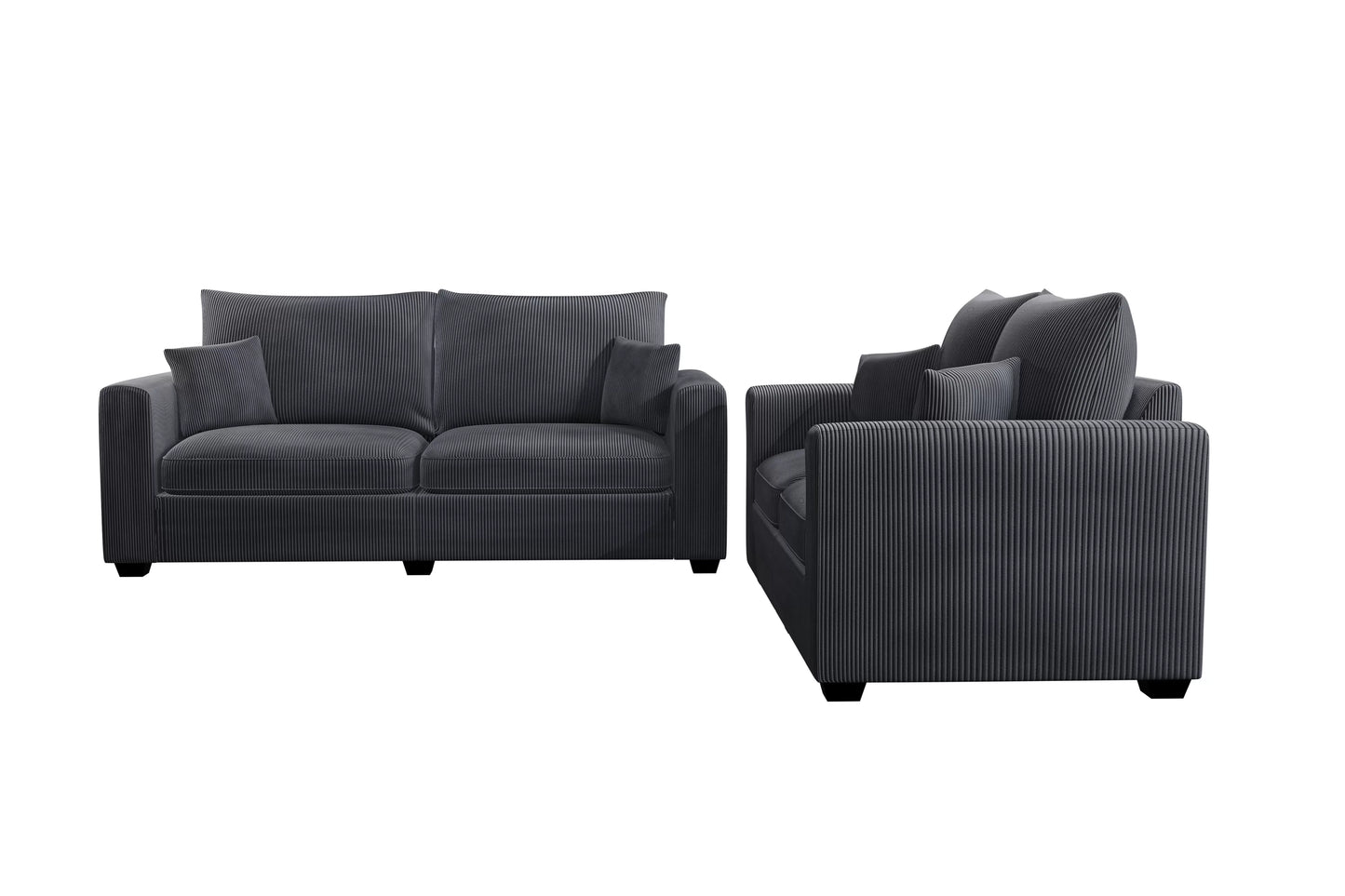 Dark Gray 2-Piece Stationary Sofa & Loveseat Set — Poundex F8314, authentic image 3