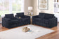 Black 2-Piece Stationary Sofa & Loveseat Set — Poundex F8350, authentic image 1