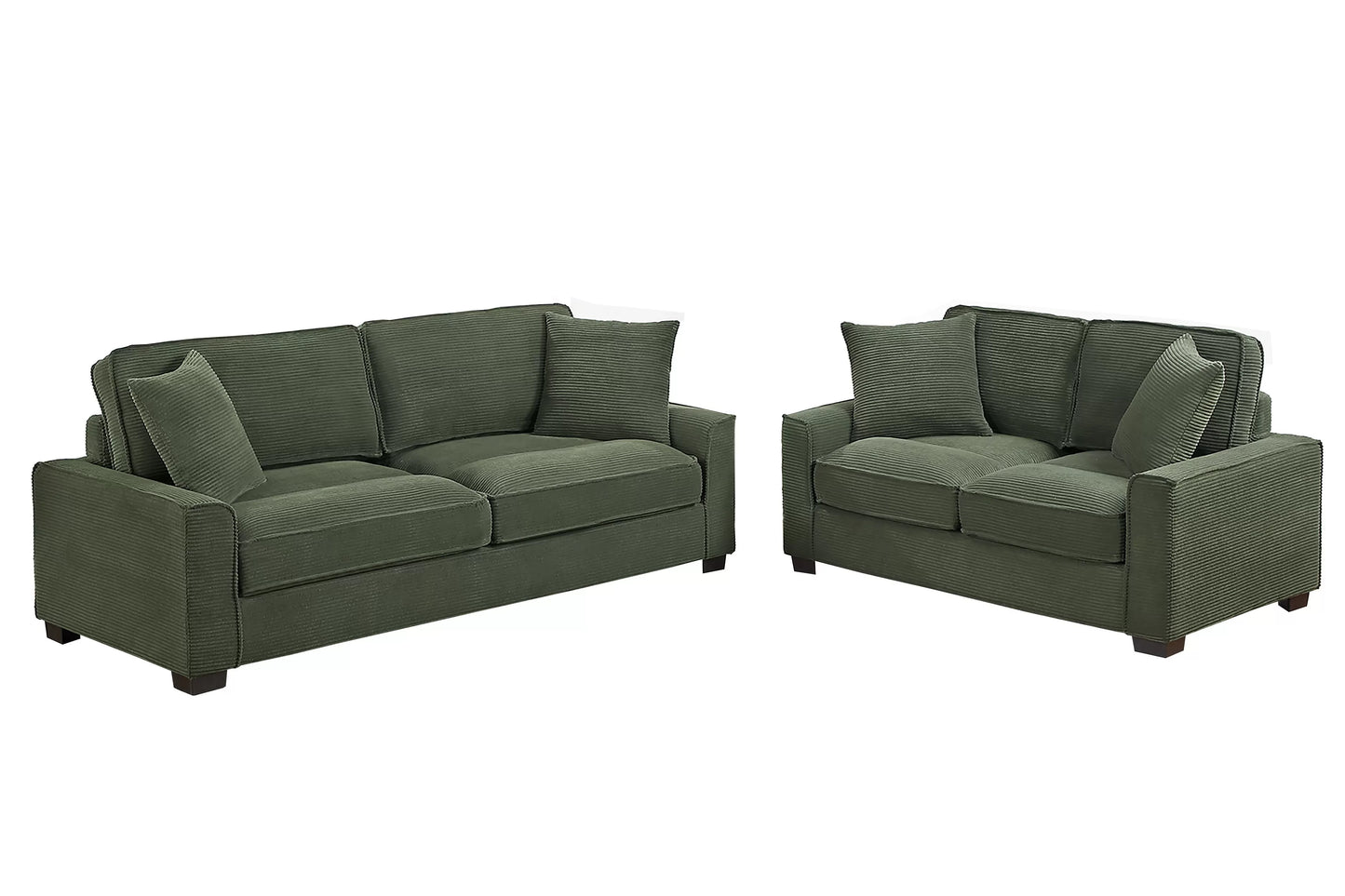 Forest Green 2-Piece Stationary Sofa & Loveseat Set — Poundex F8393, authentic image 2