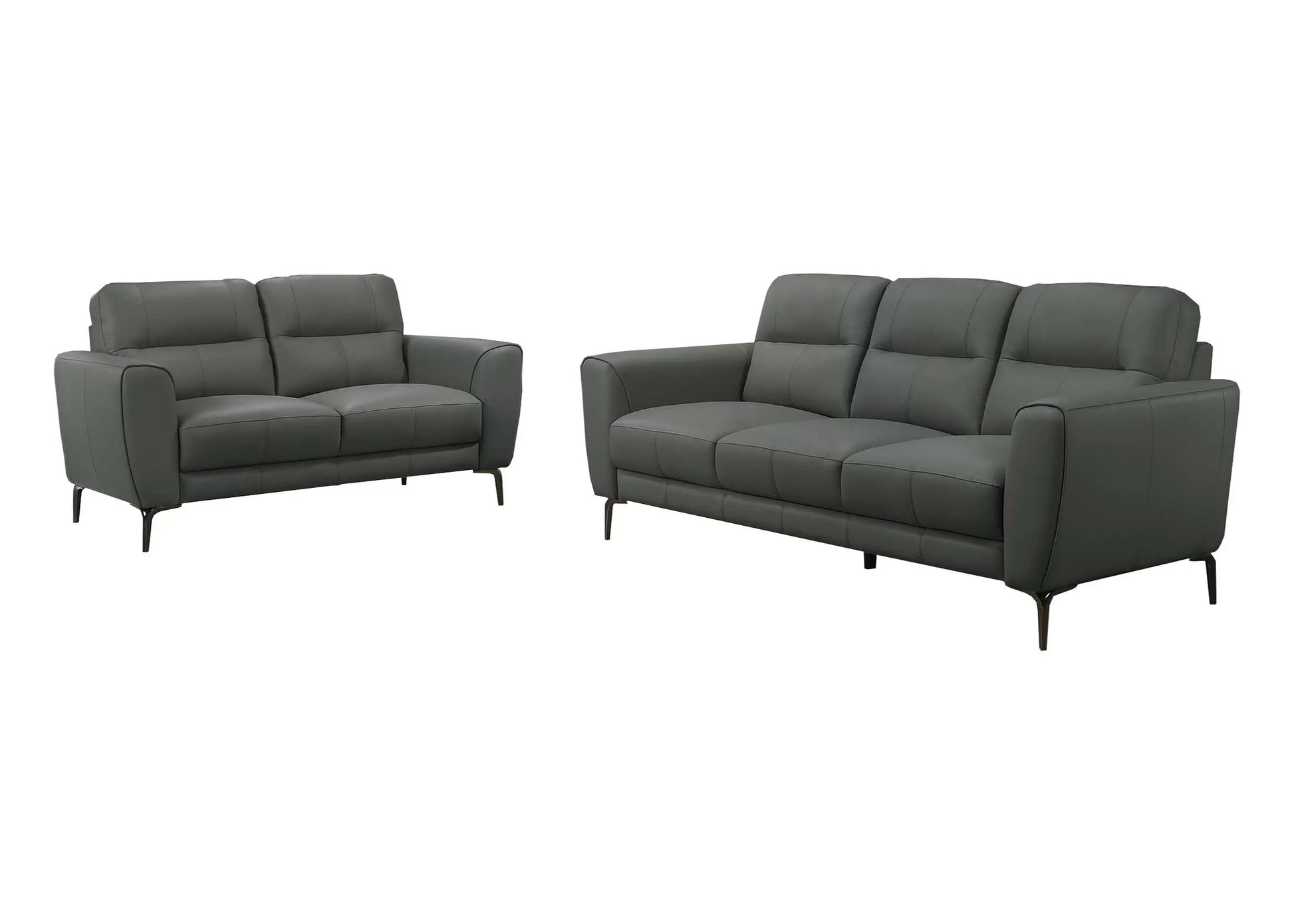Anthracite (Dark Gray) 2-Piece Stationary Sofa & Loveseat Set — Poundex F8419, authentic image 2
