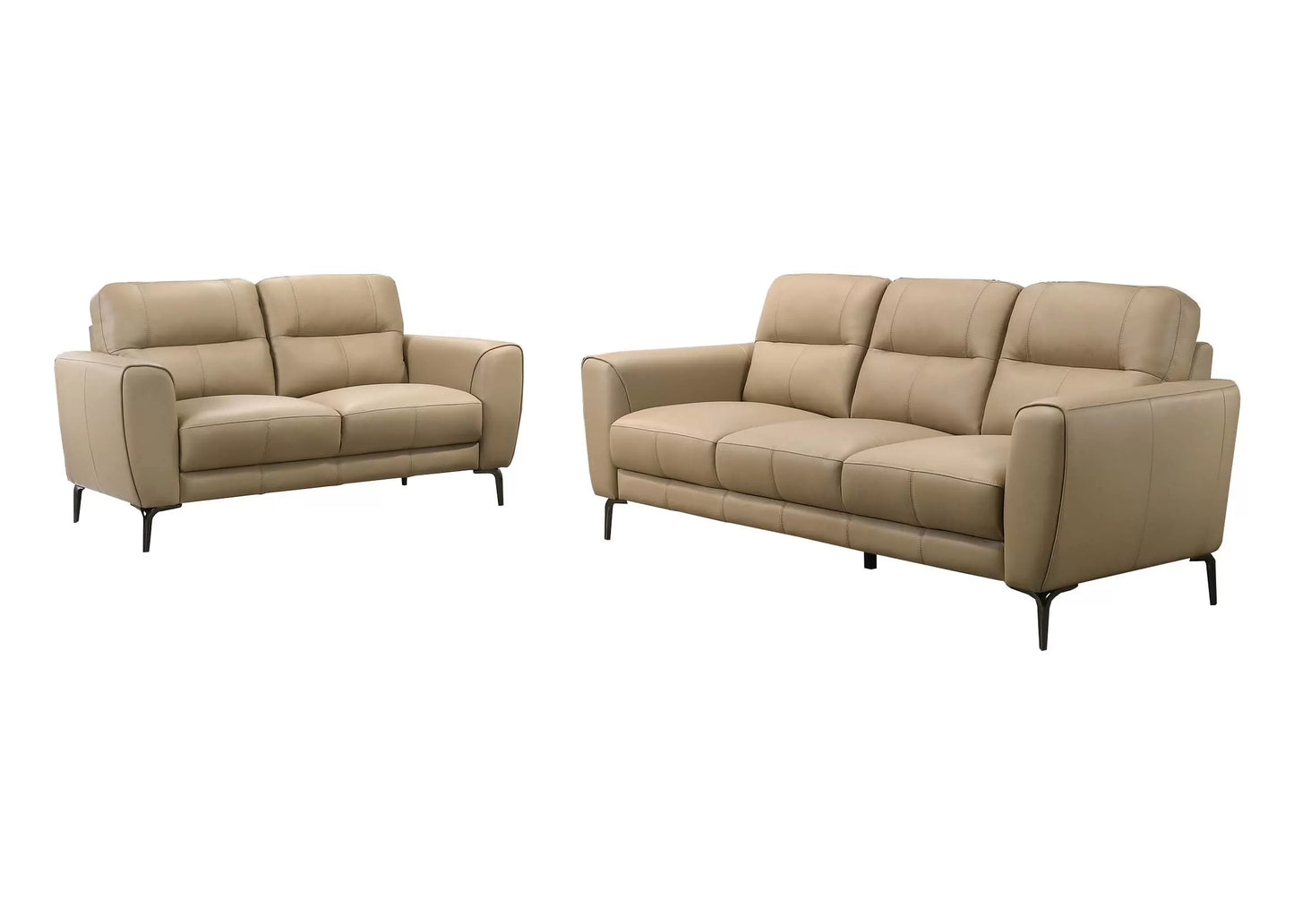 Taupe 2-Piece Stationary Sofa & Loveseat Set — Poundex F8420, authentic image 2