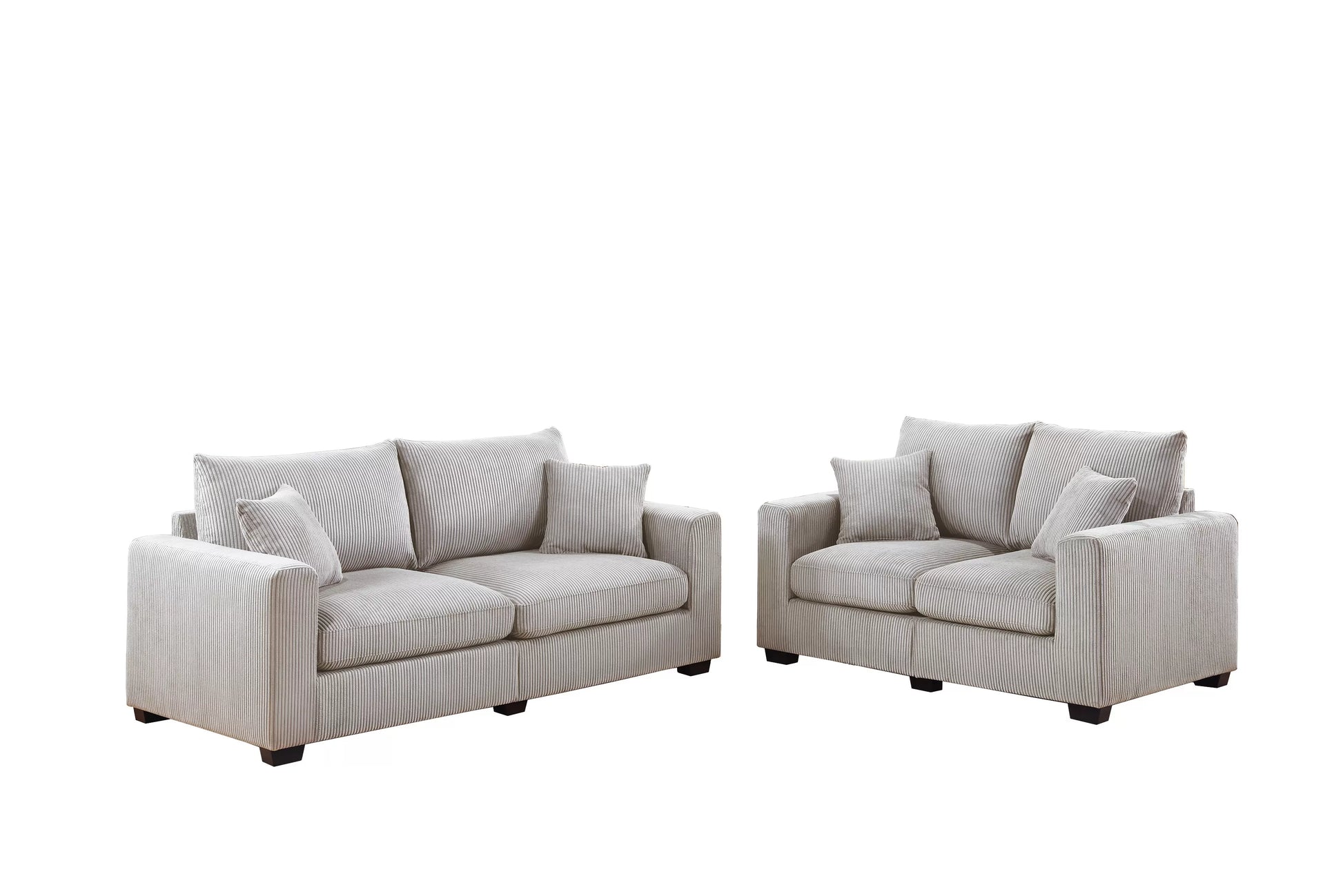 Ivory 2-Piece Stationary Sofa & Loveseat Set — Poundex F8428, authentic image 2