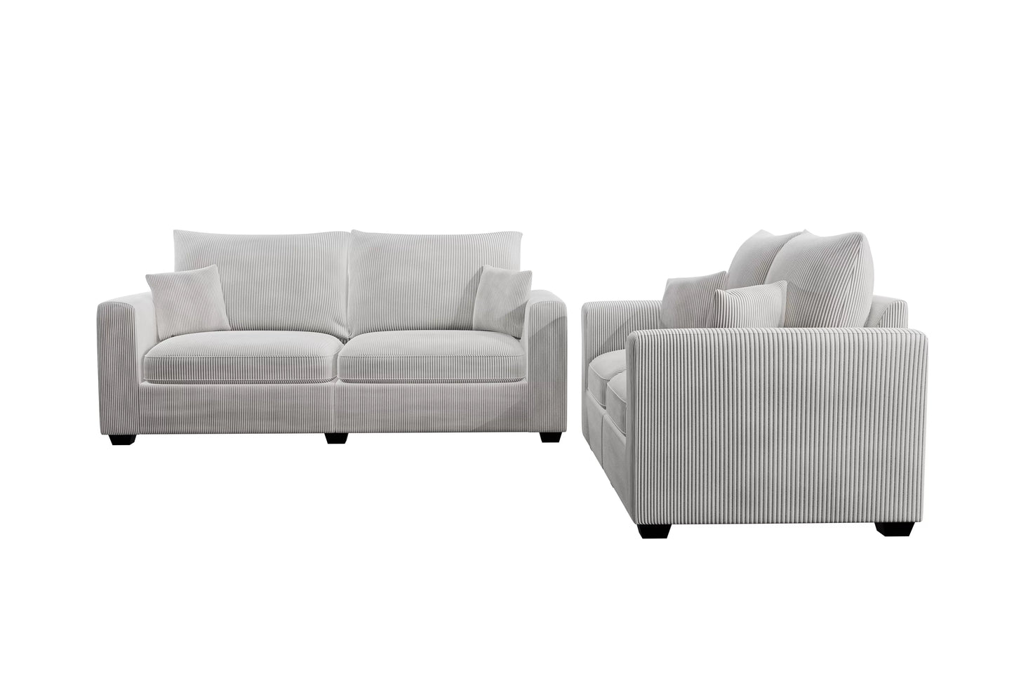 Ivory 2-Piece Stationary Sofa & Loveseat Set — Poundex F8428, authentic image 3