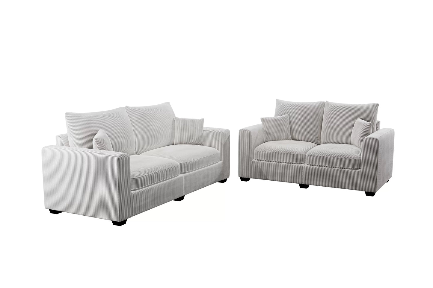 Ivory 2-Piece Stationary Sofa & Loveseat Set — Poundex F8428, authentic image 4