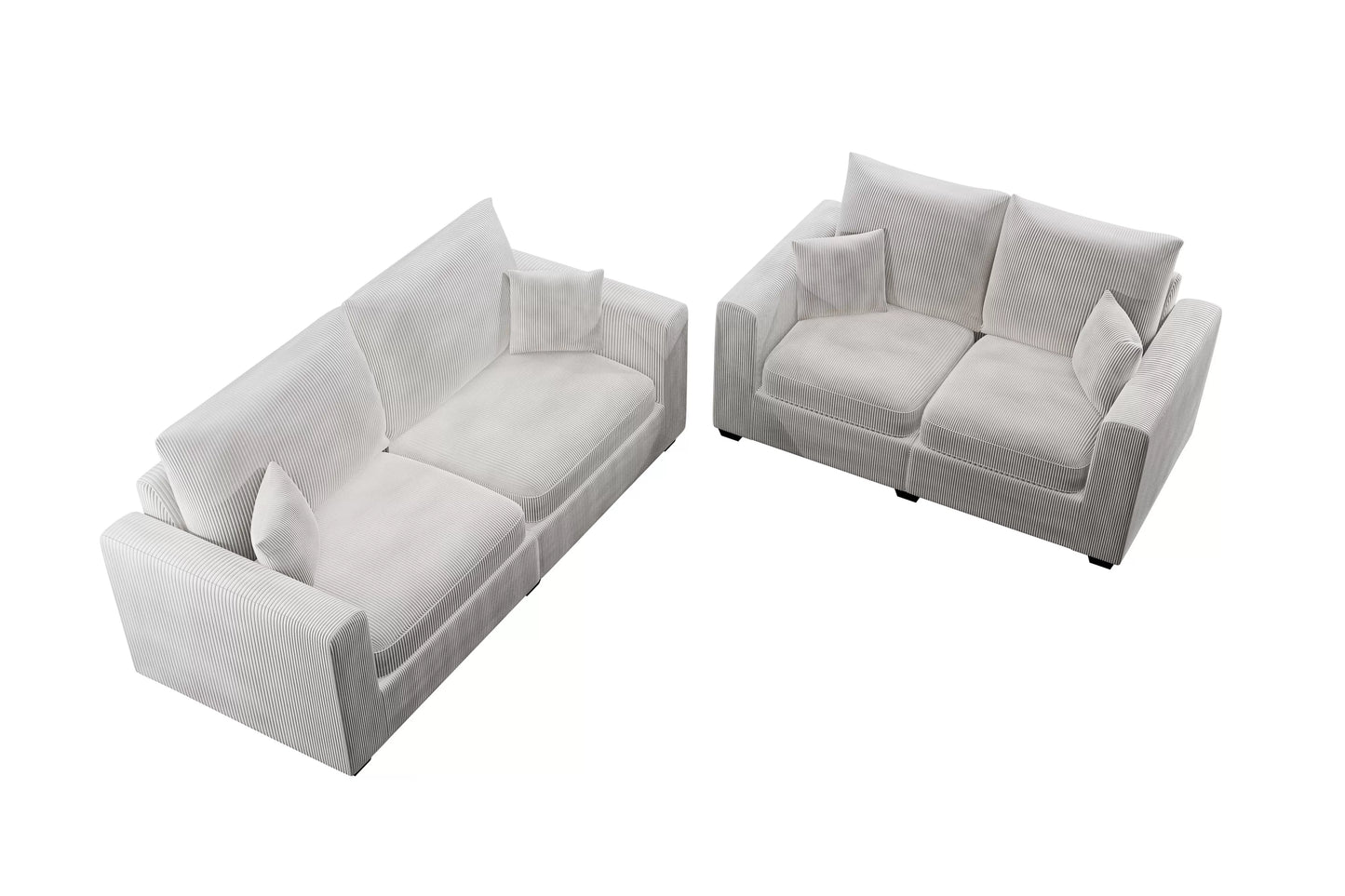 Ivory 2-Piece Stationary Sofa & Loveseat Set — Poundex F8428, authentic image 5
