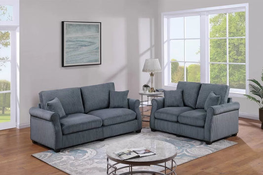 Dark Gray 2-Piece Stationary Sofa & Loveseat Set — Poundex F8429, authentic image 1