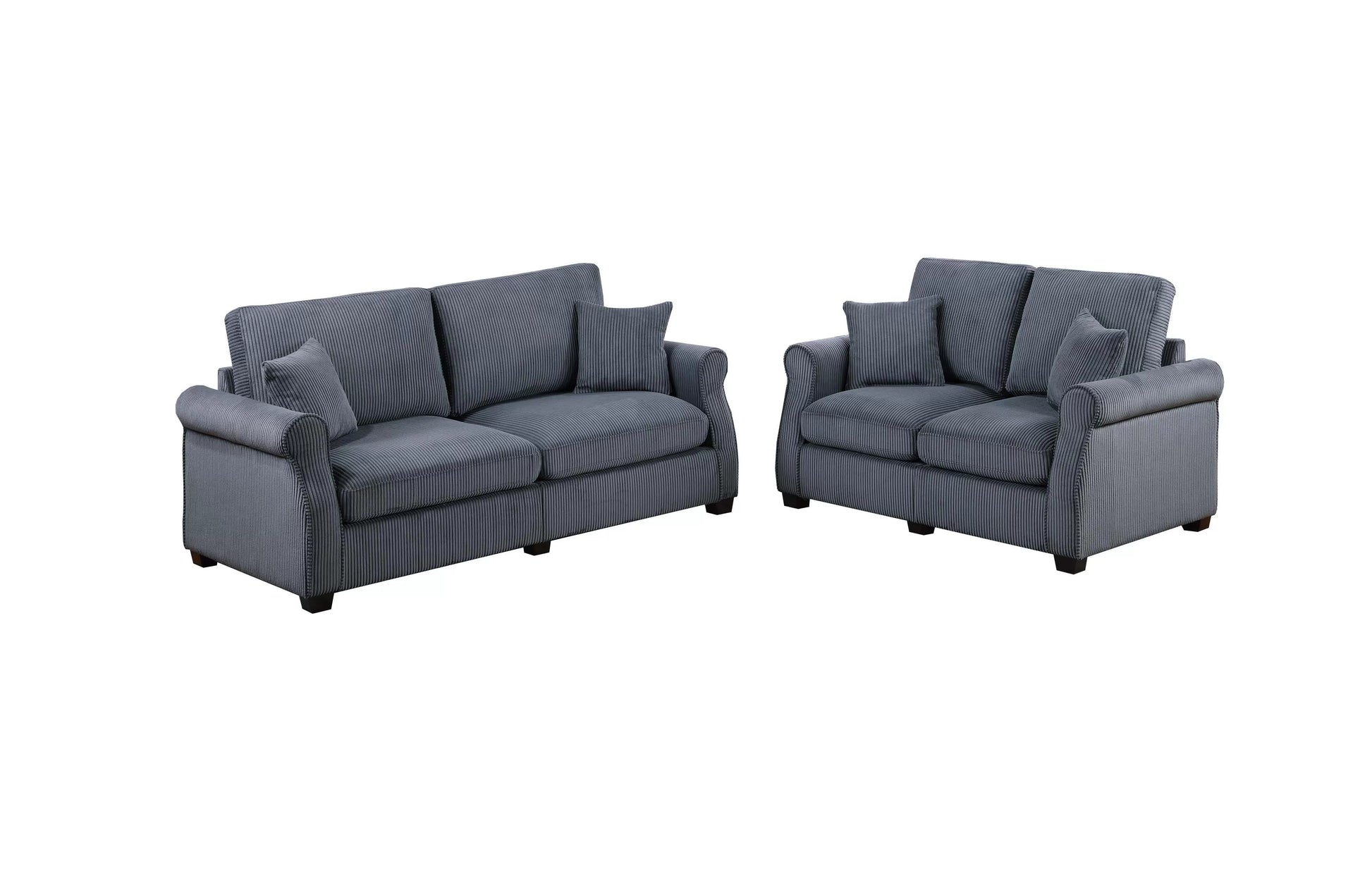 Dark Gray 2-Piece Stationary Sofa & Loveseat Set — Poundex F8429, authentic image 2