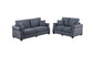 Dark Gray 2-Piece Stationary Sofa & Loveseat Set — Poundex F8429, authentic image 2