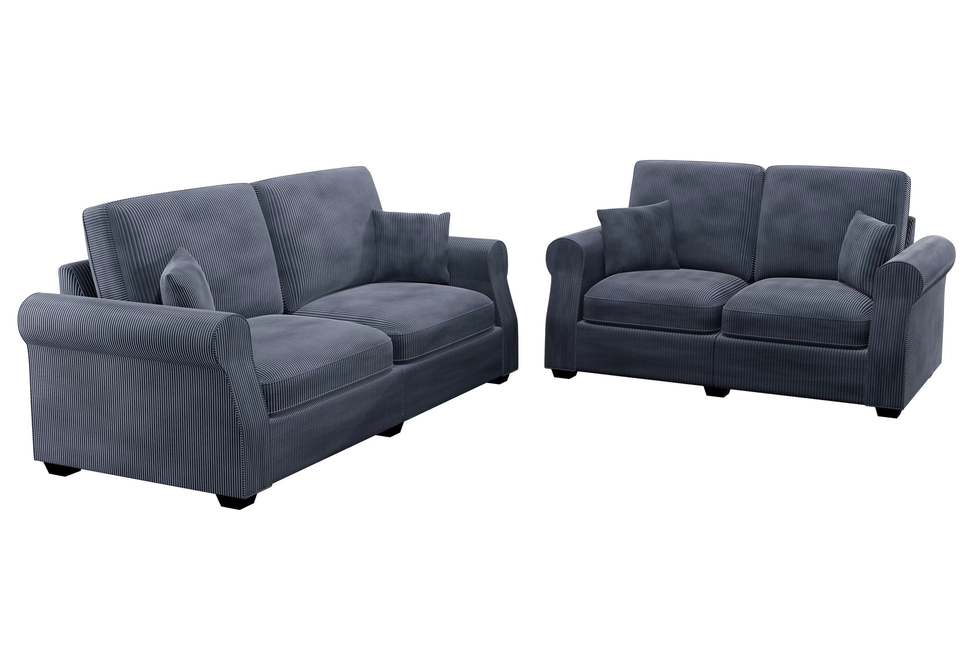 Dark Gray 2-Piece Stationary Sofa & Loveseat Set — Poundex F8429, authentic image 4