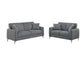 Dark Gray 2-Piece Stationary Sofa & Loveseat Set — Poundex F8437, authentic image 2