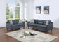 Blue Gray 2-Piece Stationary Sofa & Loveseat Set — Poundex F8444, authentic image 1