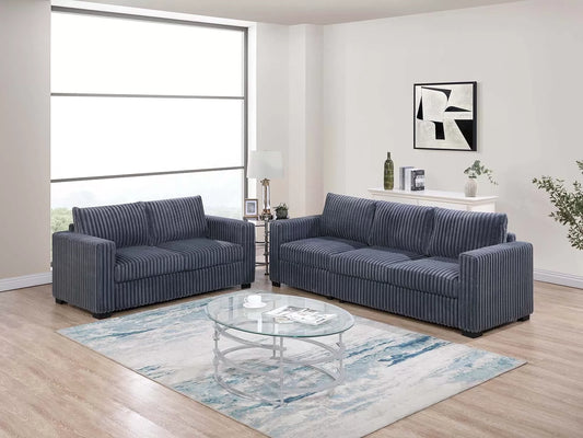 Dark Gray 2-Piece Stationary Sofa & Loveseat Set — Poundex F8461, authentic image 1