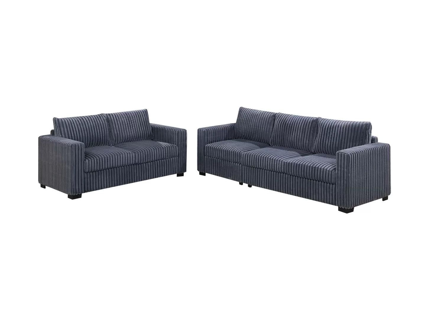 Dark Gray 2-Piece Stationary Sofa & Loveseat Set — Poundex F8461, authentic image 2