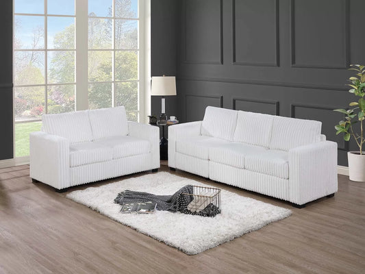 Milk 2-Piece Stationary Sofa & Loveseat Set — Poundex F8462, authentic image 1